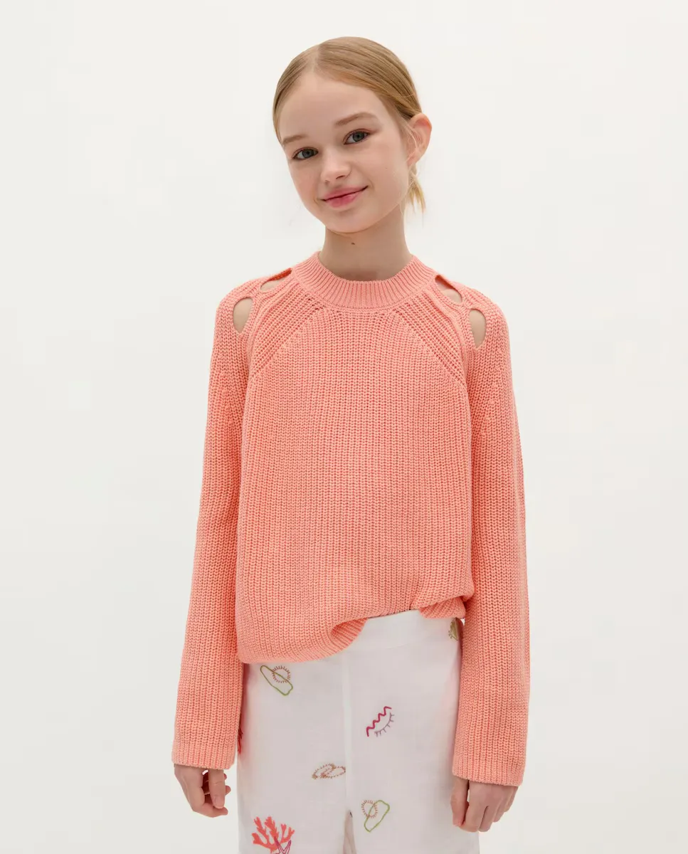Хлопковый свитер для девочек с разрезом Scalpers, коралловый
Хлопковый свитер для девочек с разрезом Scalpers, коралловый