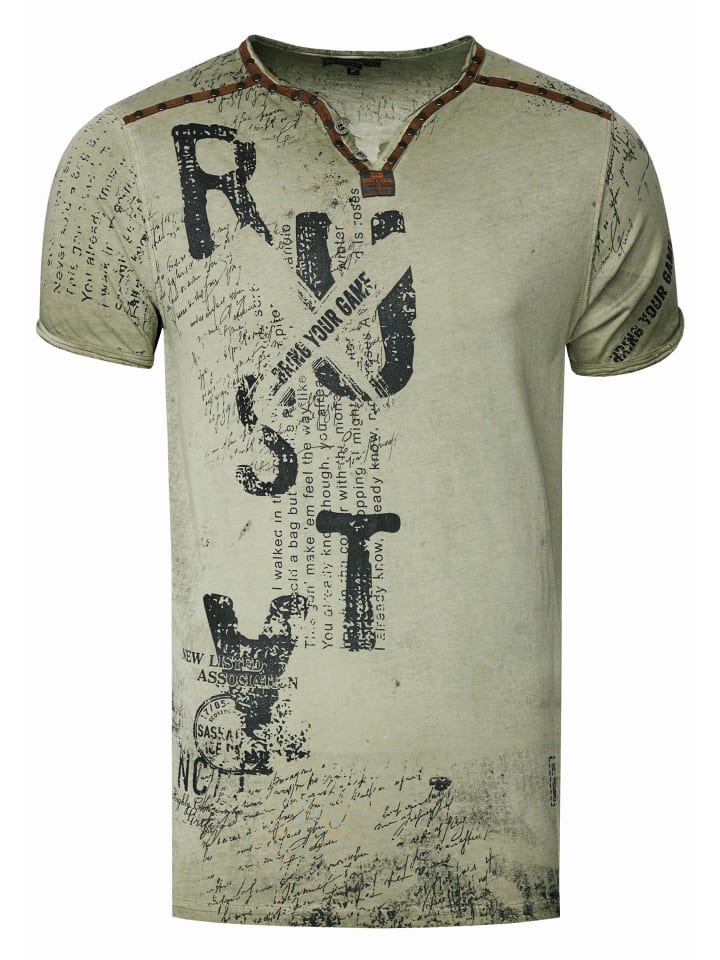 Футболка с V-образным вырезом, замшевыми деталями и заклепками в цвете хаки Rusty Neal
Футболка с V-образным вырезом, замшевыми деталями и заклепками в цвете хаки Rusty Neal