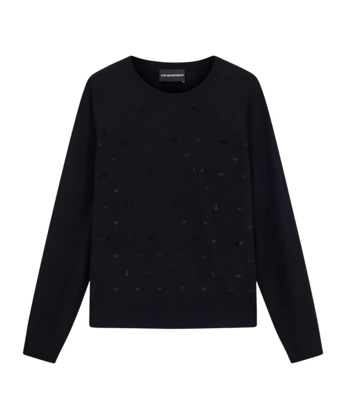 Пуловер Rasata с круглым вырезом и микростразами Emporio Armani, черный
Пуловер Rasata с круглым вырезом и микростразами Emporio Armani, черный