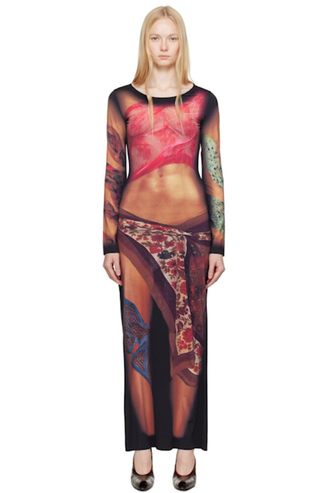 Платье макси из разноцветного переработанного драпированного трикотажного джерси Marine Serre
Платье макси из разноцветного переработанного драпированного трикотажного джерси Marine Serre