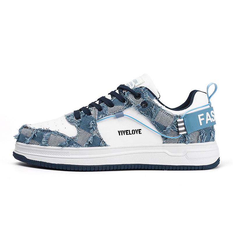 YIVELOVE Антискользящие и износостойкие легкие низкие скейтбордские кроссовки мужские - бело-синие, цвет White Blue 
YIVELOVE Антискользящие и износостойкие легкие низкие скейтбордские кроссовки мужские - бело-синие, цвет White Blue