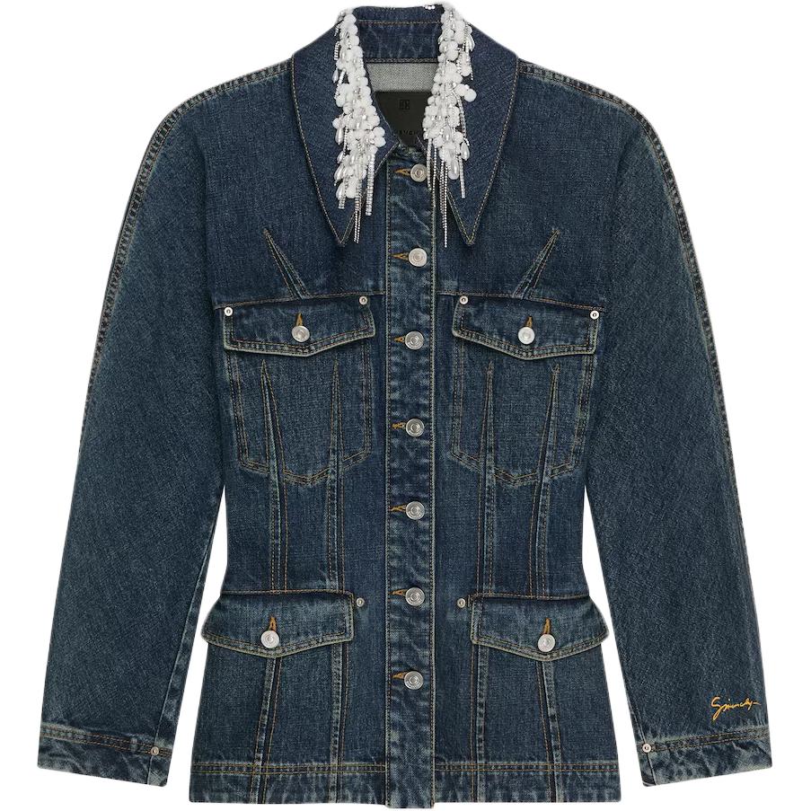Givenchy Джинсовая куртка с кристаллами и жемчугом 'Medium Blue'
Givenchy Джинсовая куртка с кристаллами и жемчугом 'Medium Blue'