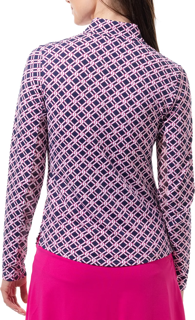 SanSoleil Женская рубашка с длинным рукавом с принтом и воротником-стойкой, цвет Fushsia
SanSoleil Женская рубашка с длинным рукавом с принтом и воротником-стойкой, цвет Fushsia
