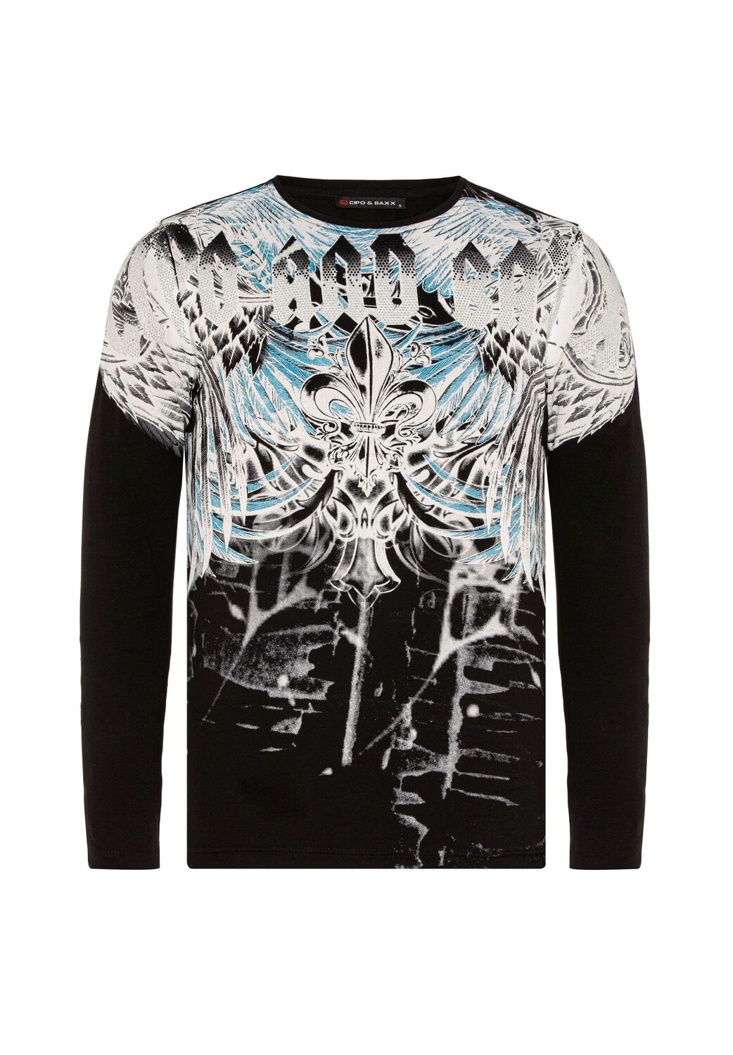 Рубашка с длинными рукавами и крупным принтом CIPO & BAXX, черный 
Рубашка с длинными рукавами и крупным принтом CIPO & BAXX, черный