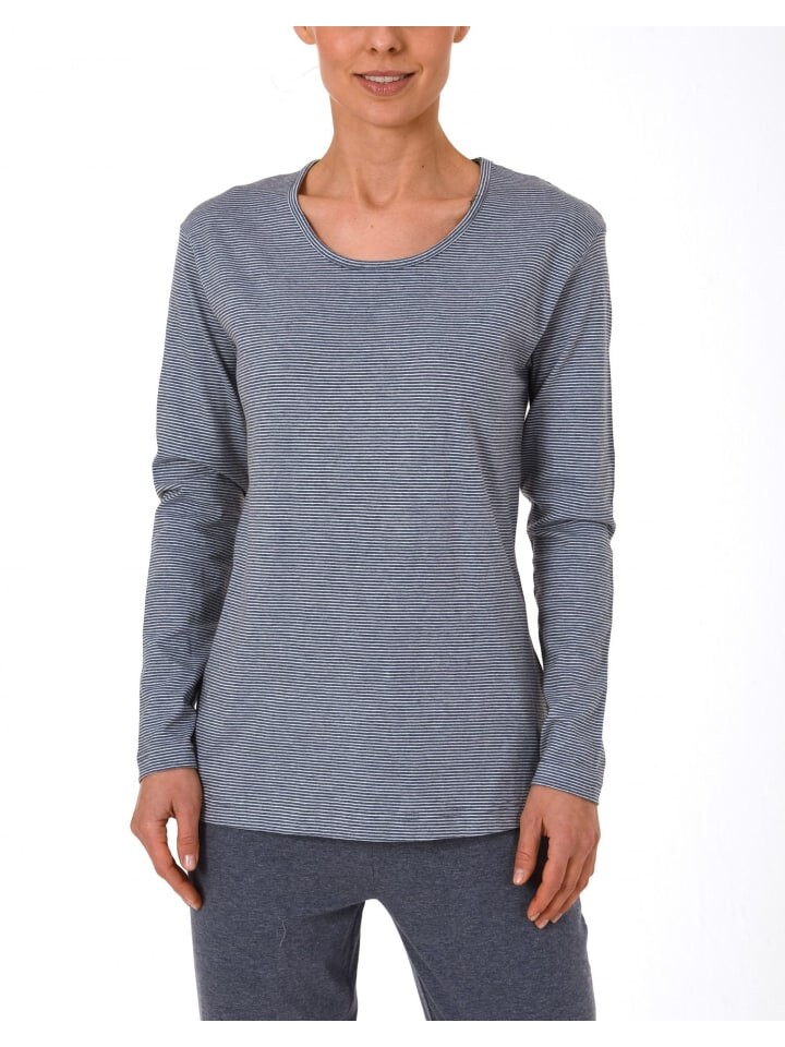 Ночная рубашка NORMANN Shirt Oberteil langarm Mix & Match Streifendesign, синий 
Ночная рубашка NORMANN Shirt Oberteil langarm Mix & Match Streifendesign, синий