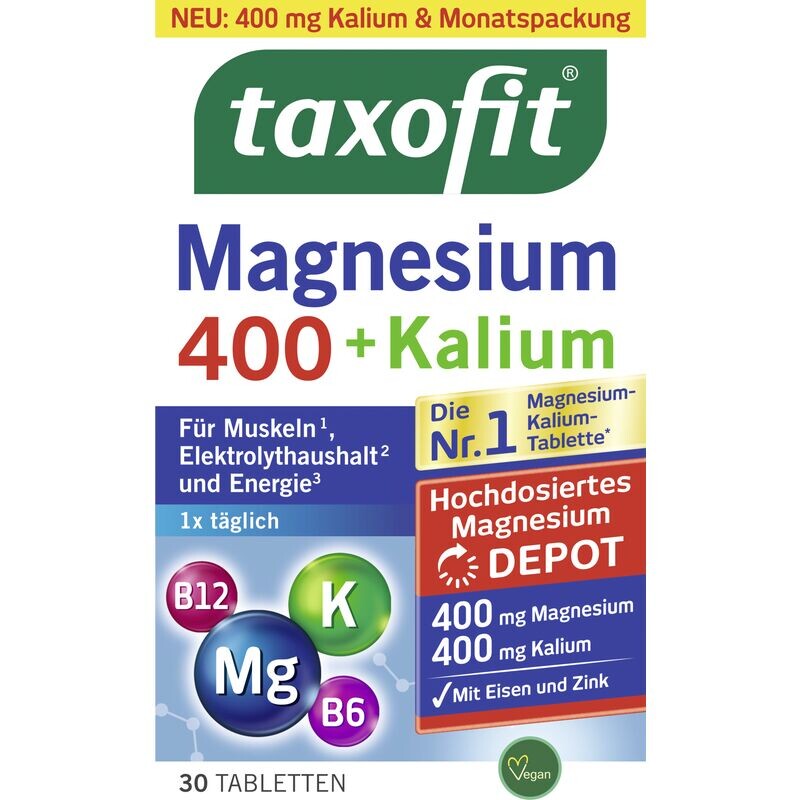 Магний 400 + Калий Таб 30 taxofit, 63 g
Магний 400 + Калий Таб 30 taxofit, 63 g