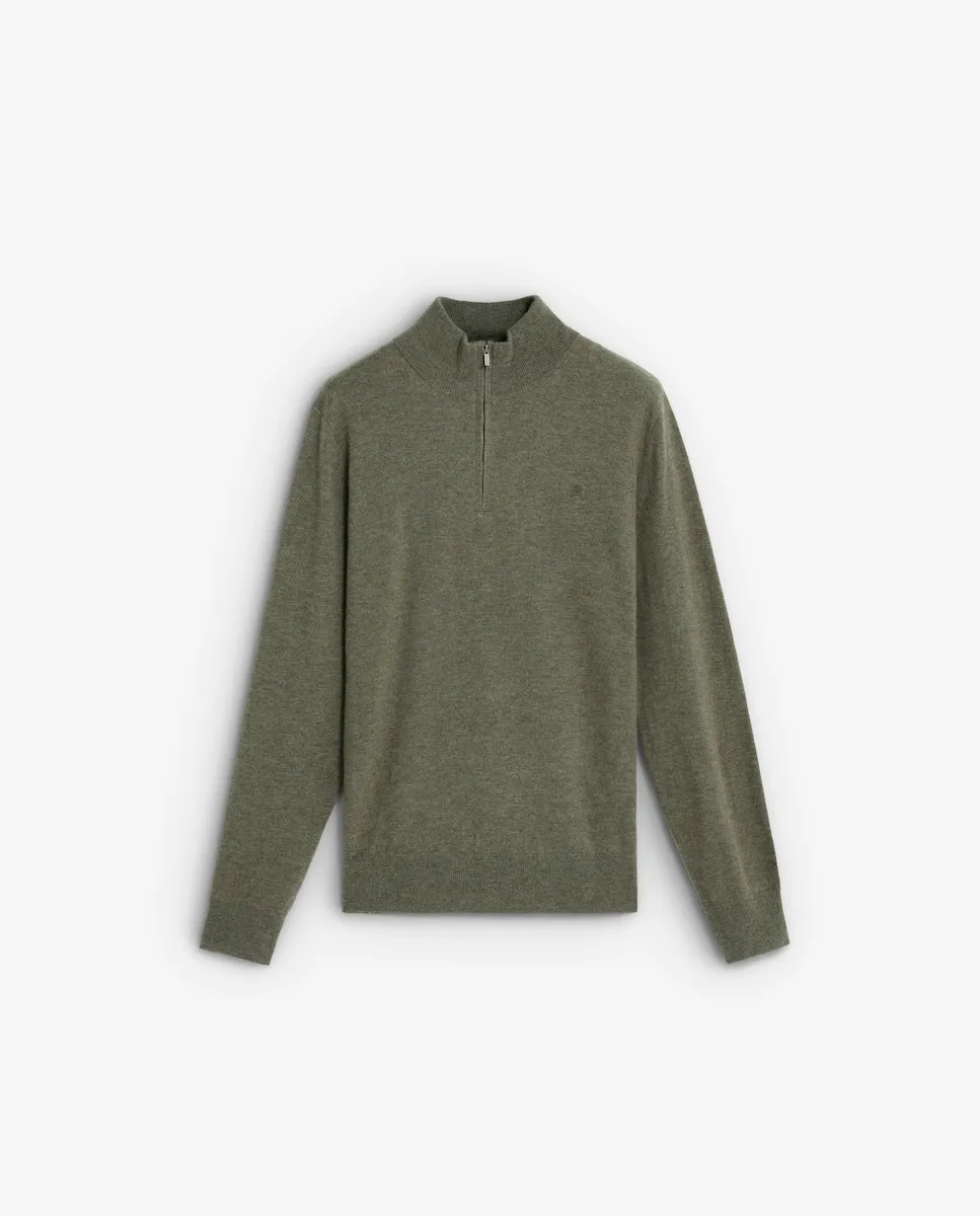 Мужской шерстяной свитер с воротником на молнии до половины Scalpers, хаки
Мужской шерстяной свитер с воротником на молнии до половины Scalpers, хаки