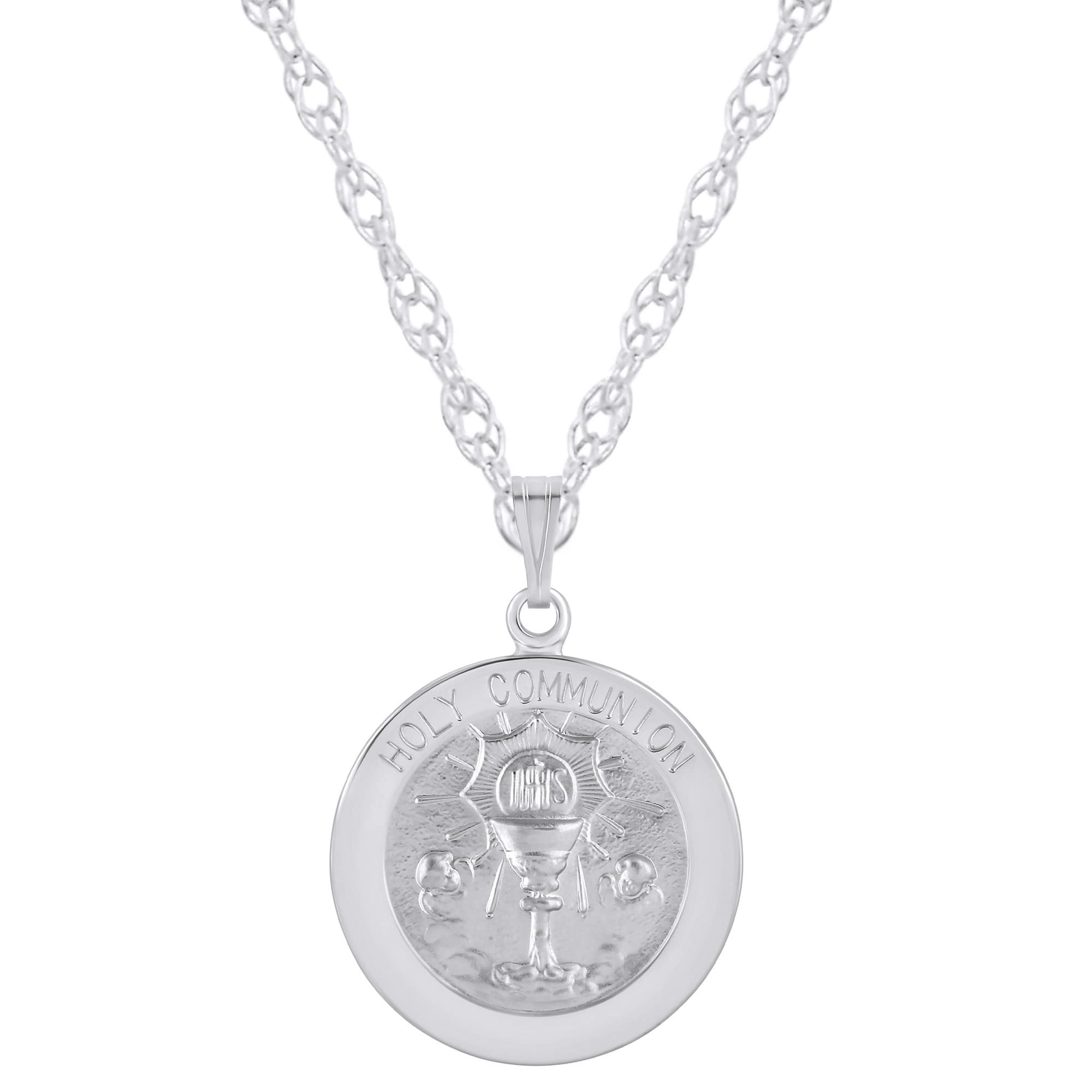 Ожерелье с медальоном Святого Причастия из стерлингового серебра Glistening Jewels, Sterling Silver
Ожерелье с медальоном Святого Причастия из стерлингового серебра Glistening Jewels, Sterling Silver