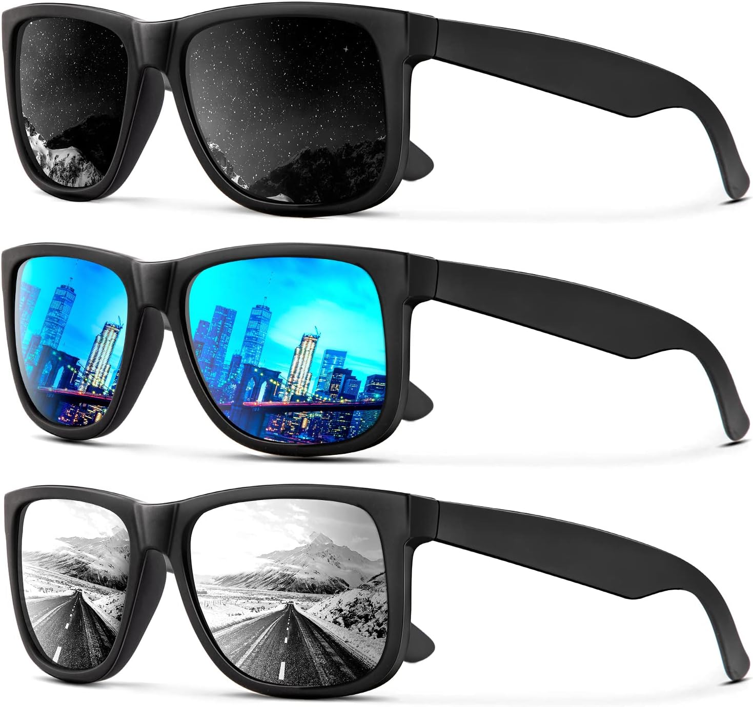 Солнцезащитные очки KALIYADI для мужчин и женщин, поляризованные, классическая матовая черная оправа, защита от УФ-излучения, комплект из 3 штук, (3 Pack) Black/Ice Blue/Silver
Солнцезащитные очки KALIYADI для мужчин и женщин, поляризованные, классическая матовая черная оправа, защита от УФ-излучения, комплект из 3 штук, (3 Pack) Black/Ice Blue/Silver