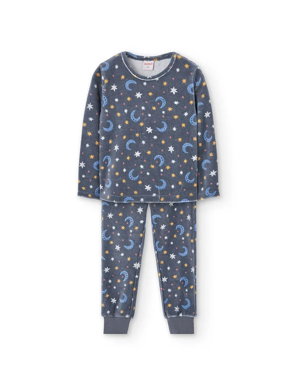 Вельветовая детская пижама с фантазийным принтом и круглым вырезом Boboli, серый
Вельветовая детская пижама с фантазийным принтом и круглым вырезом Boboli, серый