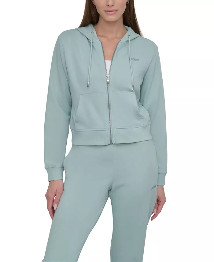 Женская худи на молнии с логотипом-заклепками из хлопковой смеси DKNY, серый
Женская худи на молнии с логотипом-заклепками из хлопковой смеси DKNY, серый