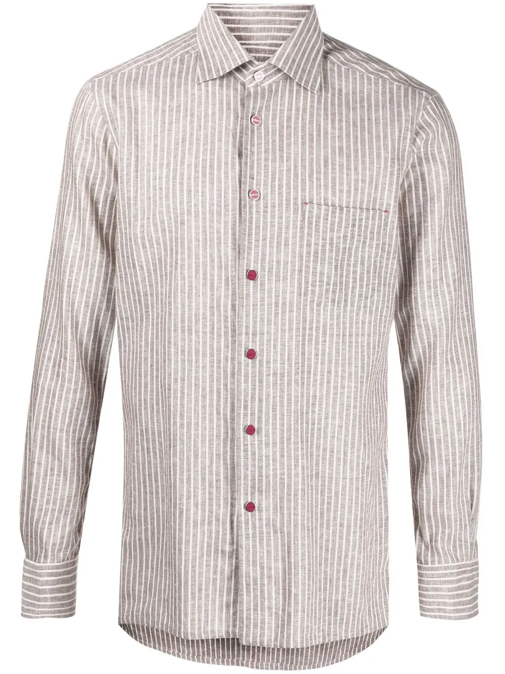 Полосатая рубашка с длинными рукавами Kiton, коричневый 
Полосатая рубашка с длинными рукавами Kiton, коричневый