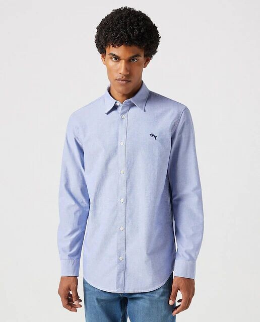 Классическая и гладкая мужская рубашка Wrangler, синий 
Классическая и гладкая мужская рубашка Wrangler, синий