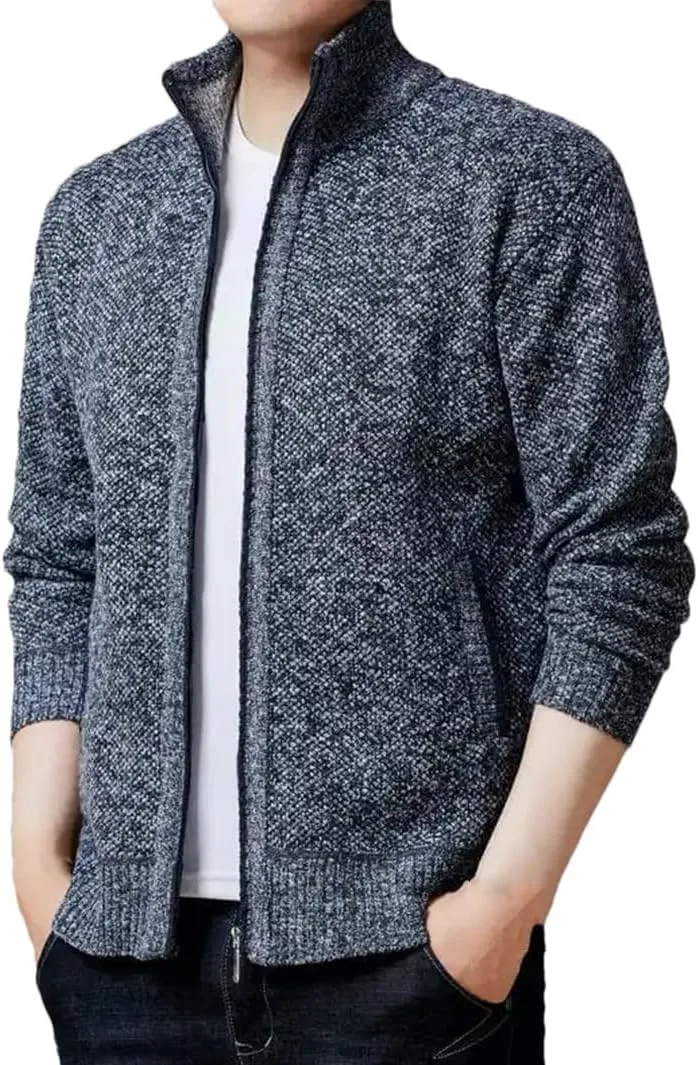 Мужской кардиган с воротником-стойкой и длинными рукавами на молнии
Мужской кардиган с воротником-стойкой и длинными рукавами на молнии