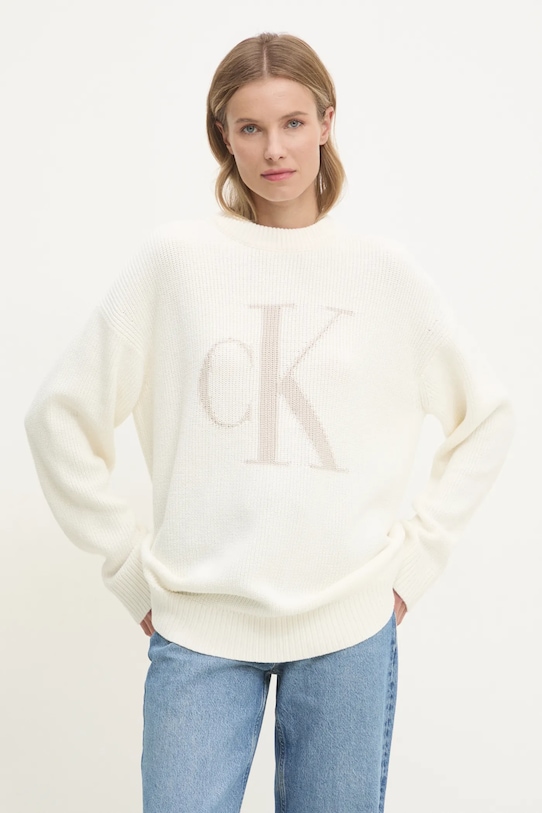 Хлопковый свитер Calvin Klein Jeans, бежевый 
Хлопковый свитер Calvin Klein Jeans, бежевый
