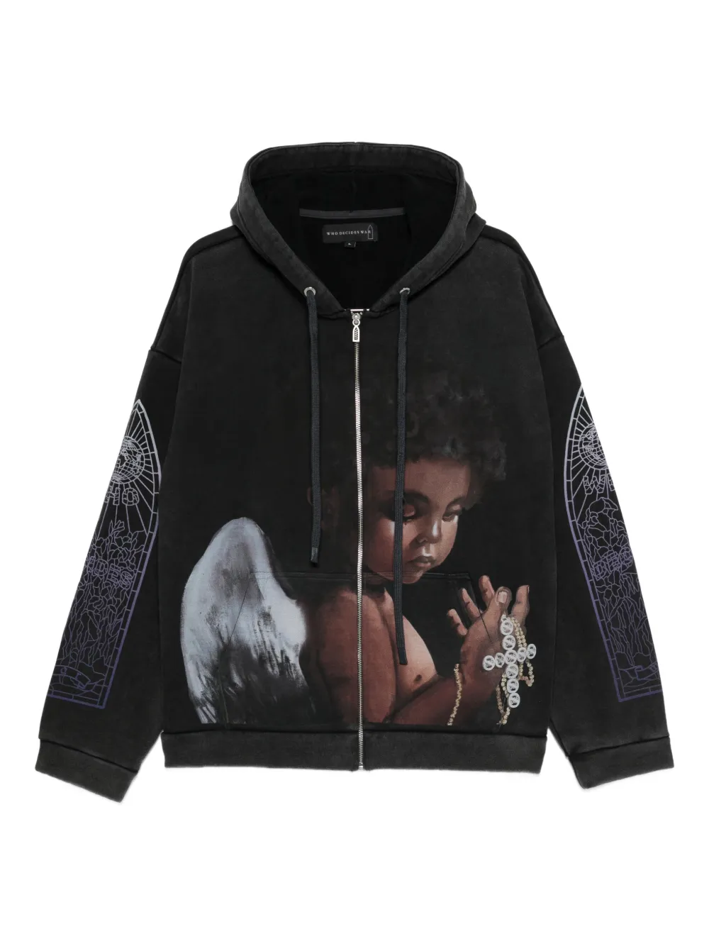 Графический худи Sacred Being на молнии Who Decides War, серый
Графический худи Sacred Being на молнии Who Decides War, серый