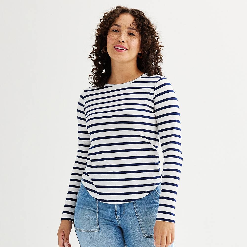 Женская повседневная футболка Sonoma Goods For Life с круглым вырезом и длинными рукавами, цвет Saltspray Blue Stripe
Женская повседневная футболка Sonoma Goods For Life с круглым вырезом и длинными рукавами, цвет Saltspray Blue Stripe