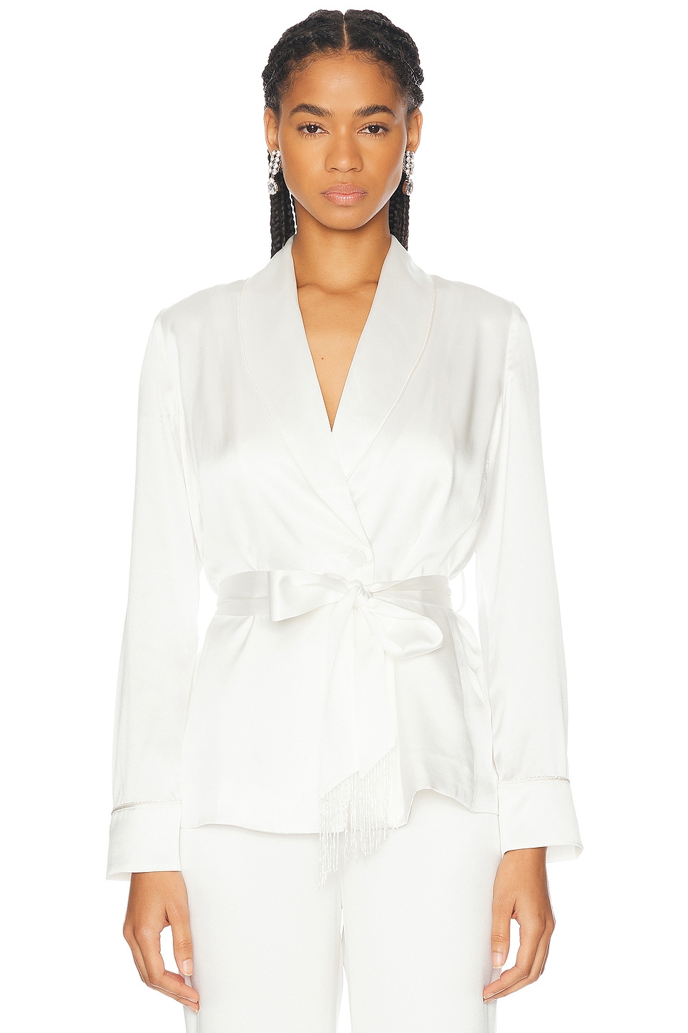 Шелковый дымчатый жакет с бахромой и бисером из коллекции X Galia Lahav fleur du mal, слоновая кость
Шелковый дымчатый жакет с бахромой и бисером из коллекции X Galia Lahav fleur du mal, слоновая кость