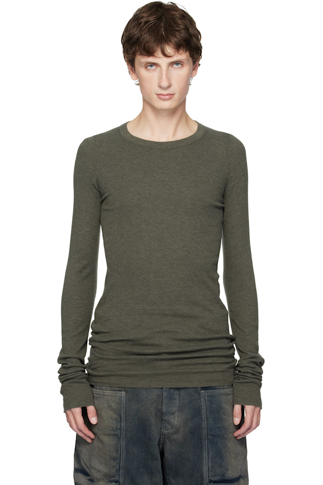 Rick Owens Футболка цвета хаки с ребристой отделкой в стиле «Конкордианс»
Rick Owens Футболка цвета хаки с ребристой отделкой в стиле «Конкордианс»