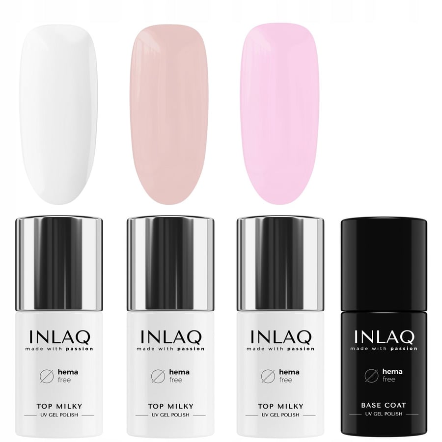 Набор INLAQ из 3 лаков Top Milky Hybrid White Pink Nude + Hybrid Base 
Набор INLAQ из 3 лаков Top Milky Hybrid White Pink Nude + Hybrid Base