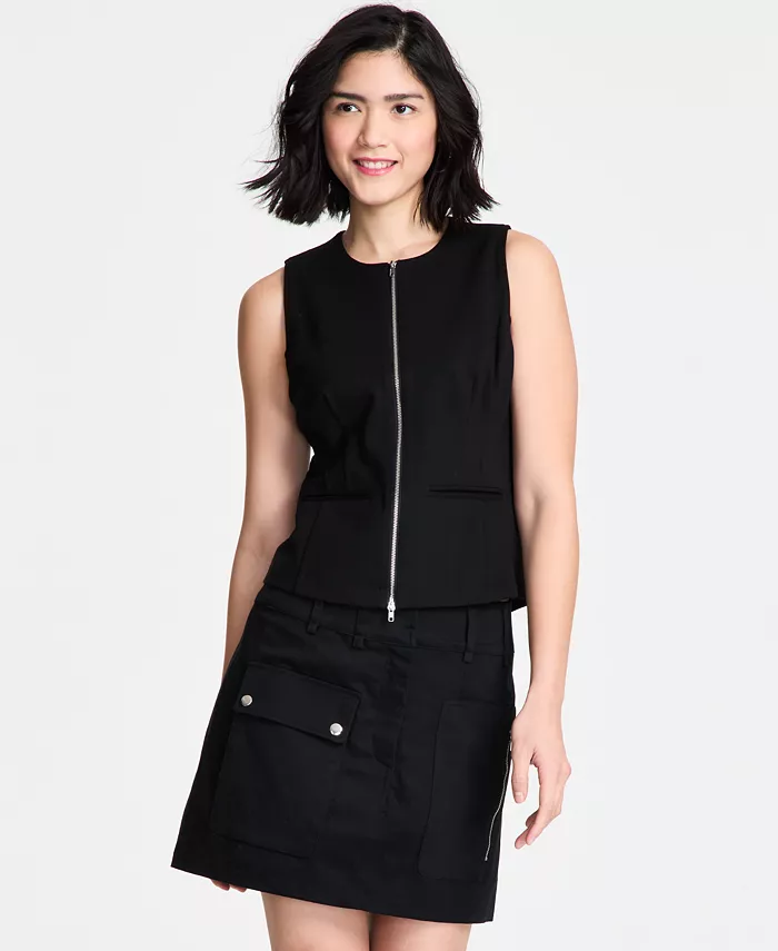 Женский безрукавный топ с двойной молнией из понтэ Bar III, черный
Женский безрукавный топ с двойной молнией из понтэ Bar III, черный