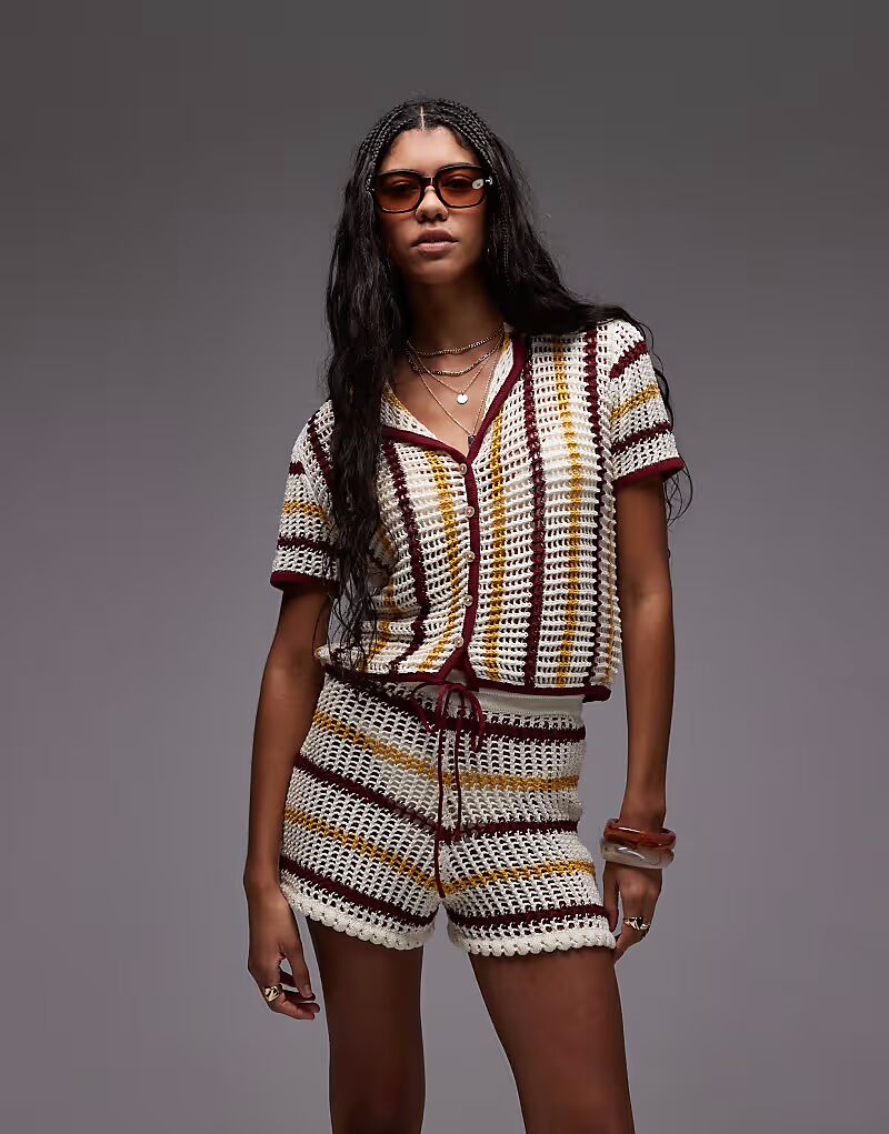 Трикотажная рубашка Topshop в полоску красного, горчичного и кремового цветов
Трикотажная рубашка Topshop в полоску красного, горчичного и кремового цветов