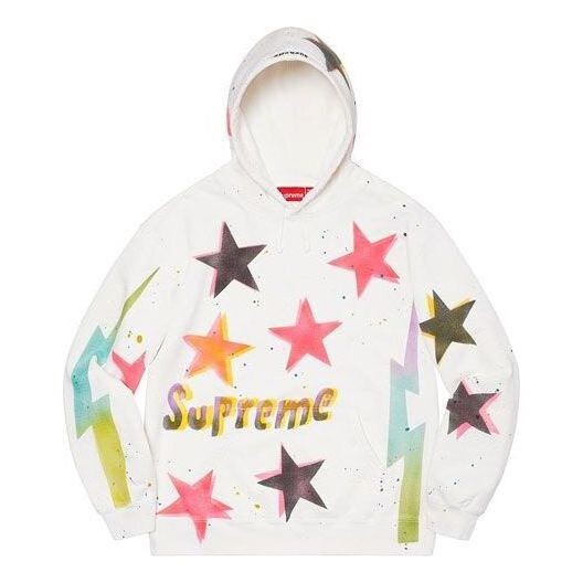 Толстовка gonz stars hooded sweatshirt 'white red black yellow' Supreme, белый 
Толстовка gonz stars hooded sweatshirt 'white red black yellow' Supreme, белый