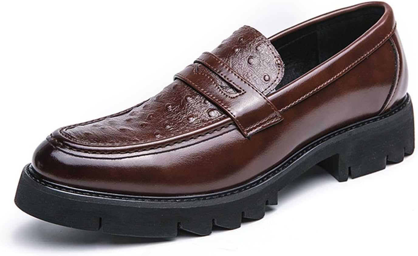 Мужские кожаные лоферы на платформе без застежек с модной подошвой, формальные и повседневные удобные деловые туфли Etoryoox, коричневый
Мужские кожаные лоферы на платформе без застежек с модной подошвой, формальные и повседневные удобные деловые туфли Etoryoox, коричневый