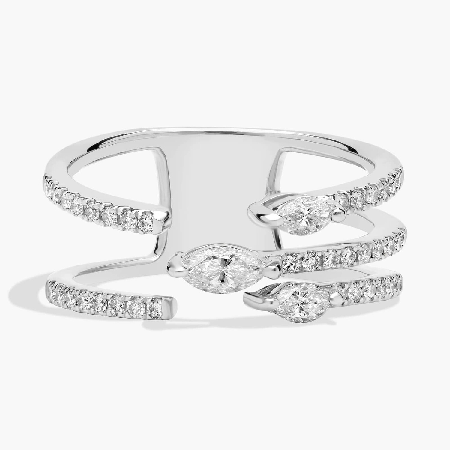 Кольцо-коготь с бриллиантом маркиза из 14-каратного белого золота Blue Nile