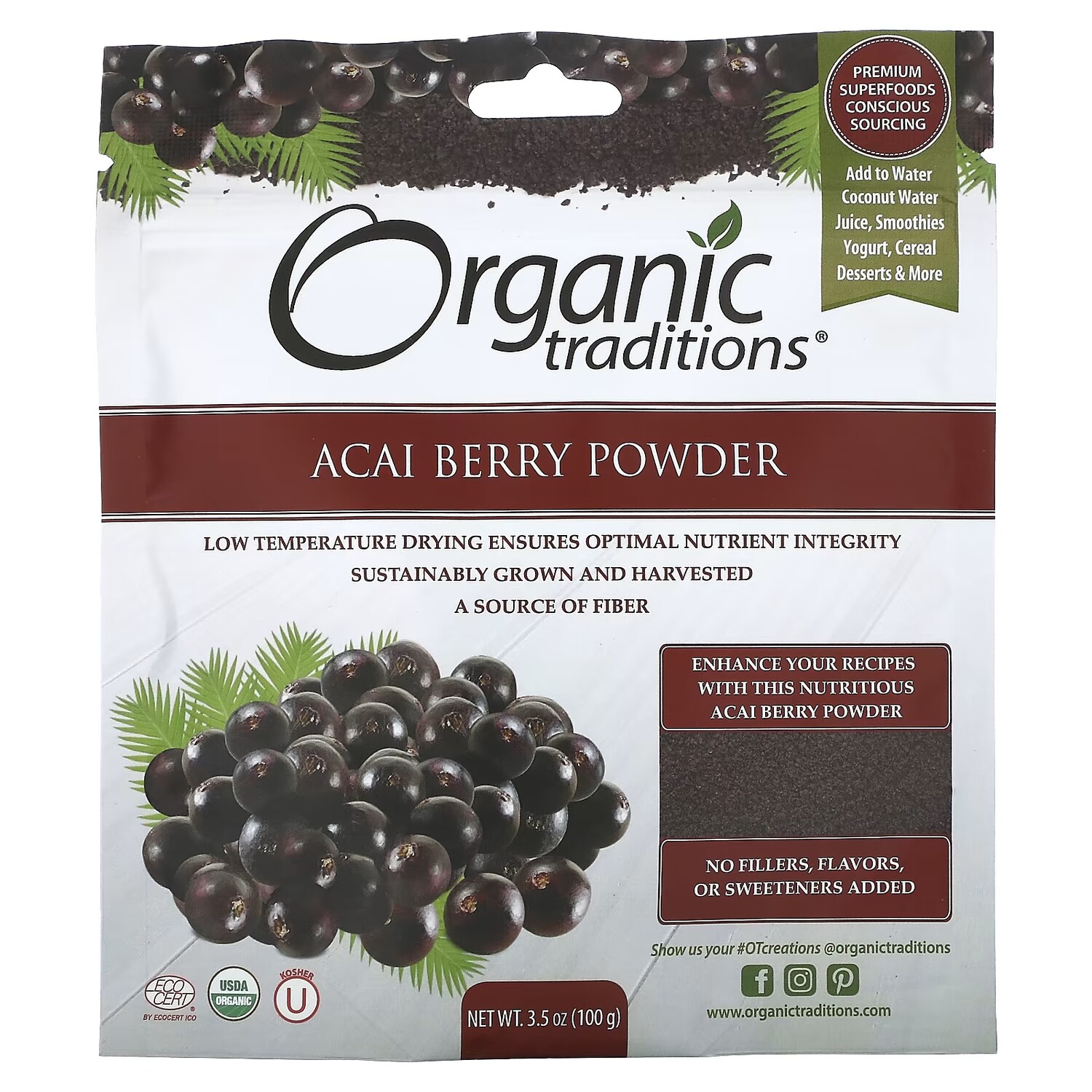 Порошок ягод асаи Organic Traditions, 100 г
Порошок ягод асаи Organic Traditions, 100 г
