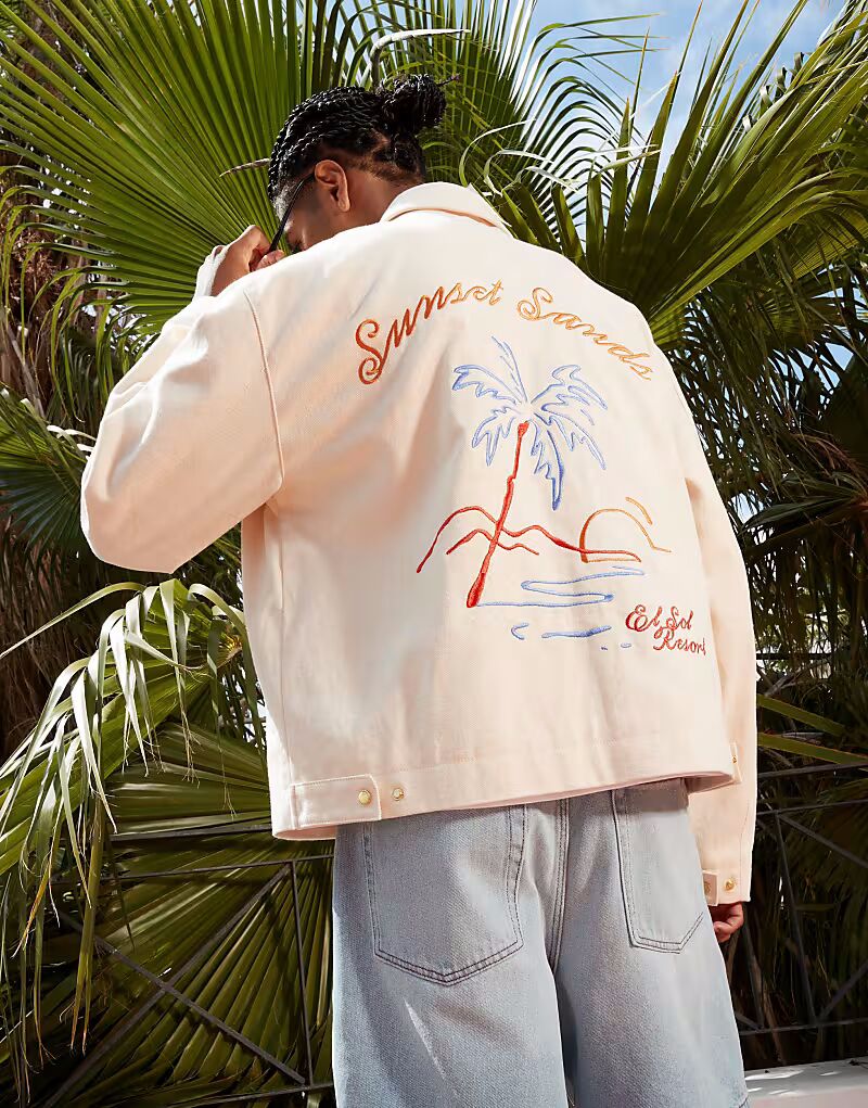 ASOS DESIGN свободная куртка харрингтон с вышивкой цвета экрю, Белый, ASOS DESIGN свободная куртка харрингтон с вышивкой цвета экрю
ASOS DESIGN свободная куртка харрингтон с вышивкой цвета экрю, Белый, ASOS DESIGN свободная куртка харрингтон с вышивкой цвета экрю