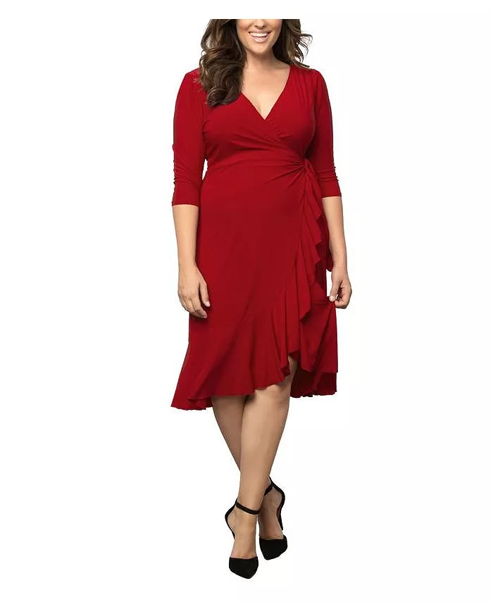 Женское платье-халат миди с воланами больших размеров Kiyonna, красный
Женское платье-халат миди с воланами больших размеров Kiyonna, красный