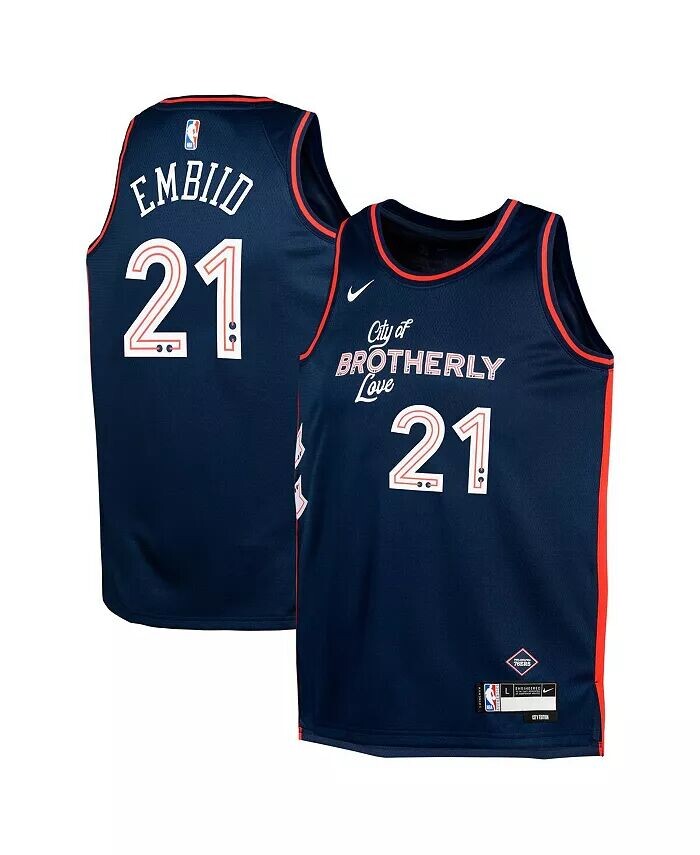 Джерси Big Boys Джоэл Эмбиид ВМС Филадельфия 76ers 2023/24 Реплика Swingman - City Edition Nike, синий
Джерси Big Boys Джоэл Эмбиид ВМС Филадельфия 76ers 2023/24 Реплика Swingman - City Edition Nike, синий