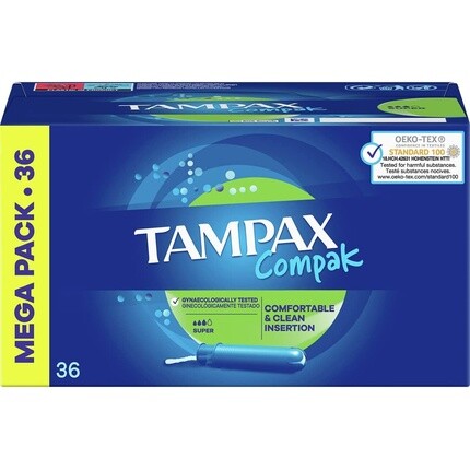 Тампоны Tampax Compak Super с аппликатором, 36 шт. в упаковке: 36 шт.
Тампоны Tampax Compak Super с аппликатором, 36 шт. в упаковке: 36 шт.