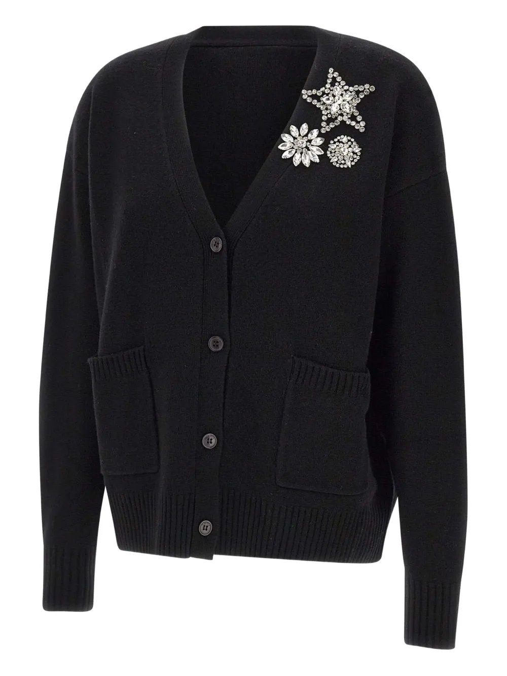 Кардиган с V-образным вырезом и украшением из камней Kaos, черный
Кардиган с V-образным вырезом и украшением из камней Kaos, черный