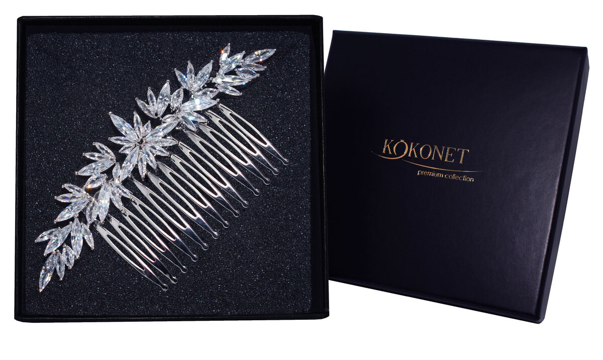 Свадебное украшение для волос Свадебный гребень Серебро Бохо Гламурное Серебро Kokonet