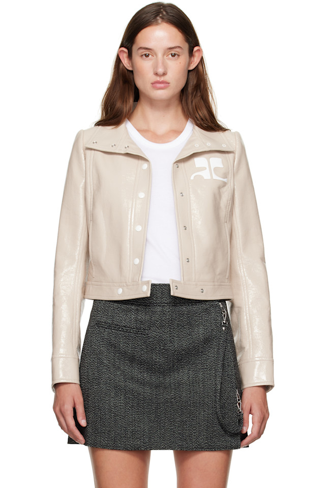 Courrèges Бежевая виниловая куртка переиздания
Courrèges Бежевая виниловая куртка переиздания