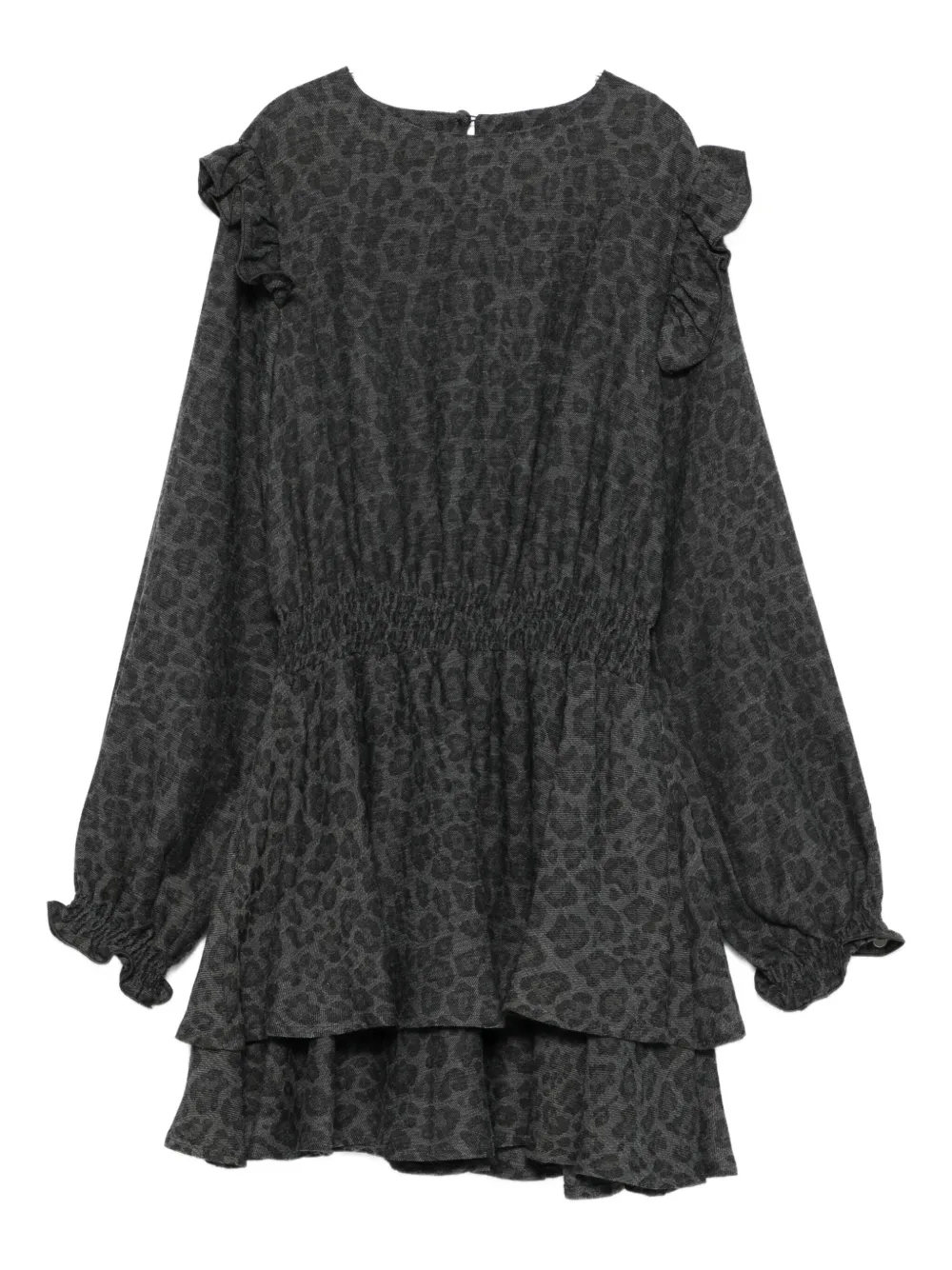 Платье с леопардовым принтом и оборками MSGM Kids, серый 
Платье с леопардовым принтом и оборками MSGM Kids, серый