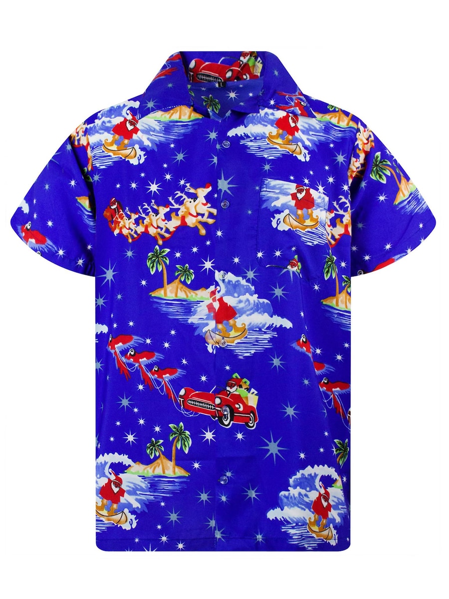 Рубашка на пуговицах классического кроя King Kameha Christmas Surf Santa, синий
Рубашка на пуговицах классического кроя King Kameha Christmas Surf Santa, синий