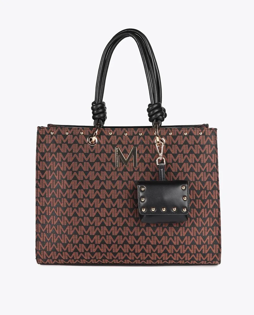 Женская сумка через плечо из жаккарда с монограммой и подвеской в виде кошелька Lola Casademunt, коричневый
Женская сумка через плечо из жаккарда с монограммой и подвеской в виде кошелька Lola Casademunt, коричневый