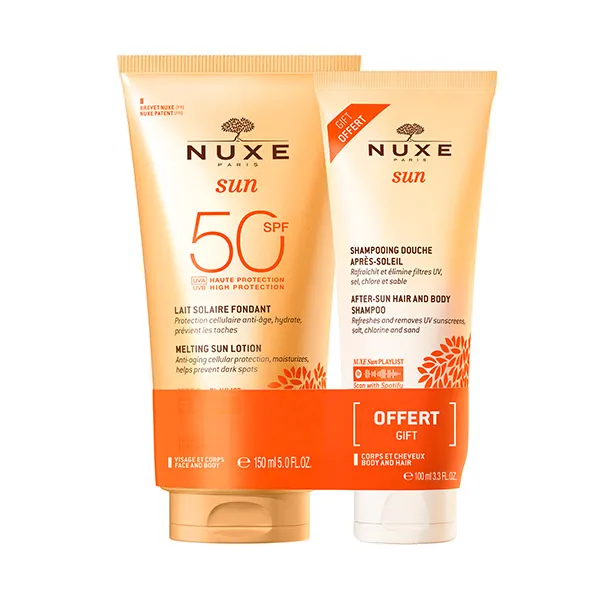 Тающая солнцезащитная молочко spf 50 + шампунь после загара в подарок Leche Solar Fundente Nuxe, 1 UD
Тающая солнцезащитная молочко spf 50 + шампунь после загара в подарок Leche Solar Fundente Nuxe, 1 UD