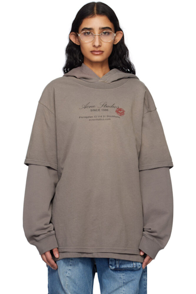 Серая двухслойная толстовка с капюшоном Acne Studios
Серая двухслойная толстовка с капюшоном Acne Studios