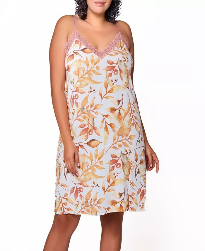 Мягкая сорочка Ellie Plus Size из искусственного шелка и кружева iCollection, розовый 
Мягкая сорочка Ellie Plus Size из искусственного шелка и кружева iCollection, розовый