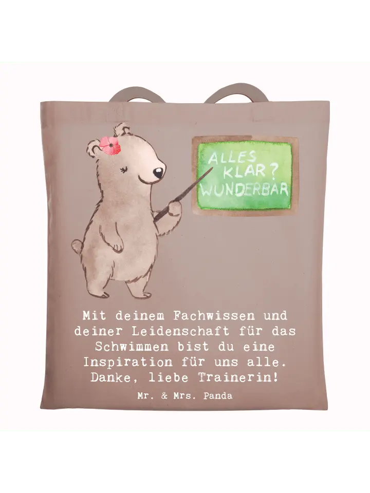 Сумка для переноски Mr & Mrs Panda Schwimmen Trainerin Inspiration mit, пастельно-коричневый
Сумка для переноски Mr & Mrs Panda Schwimmen Trainerin Inspiration mit, пастельно-коричневый