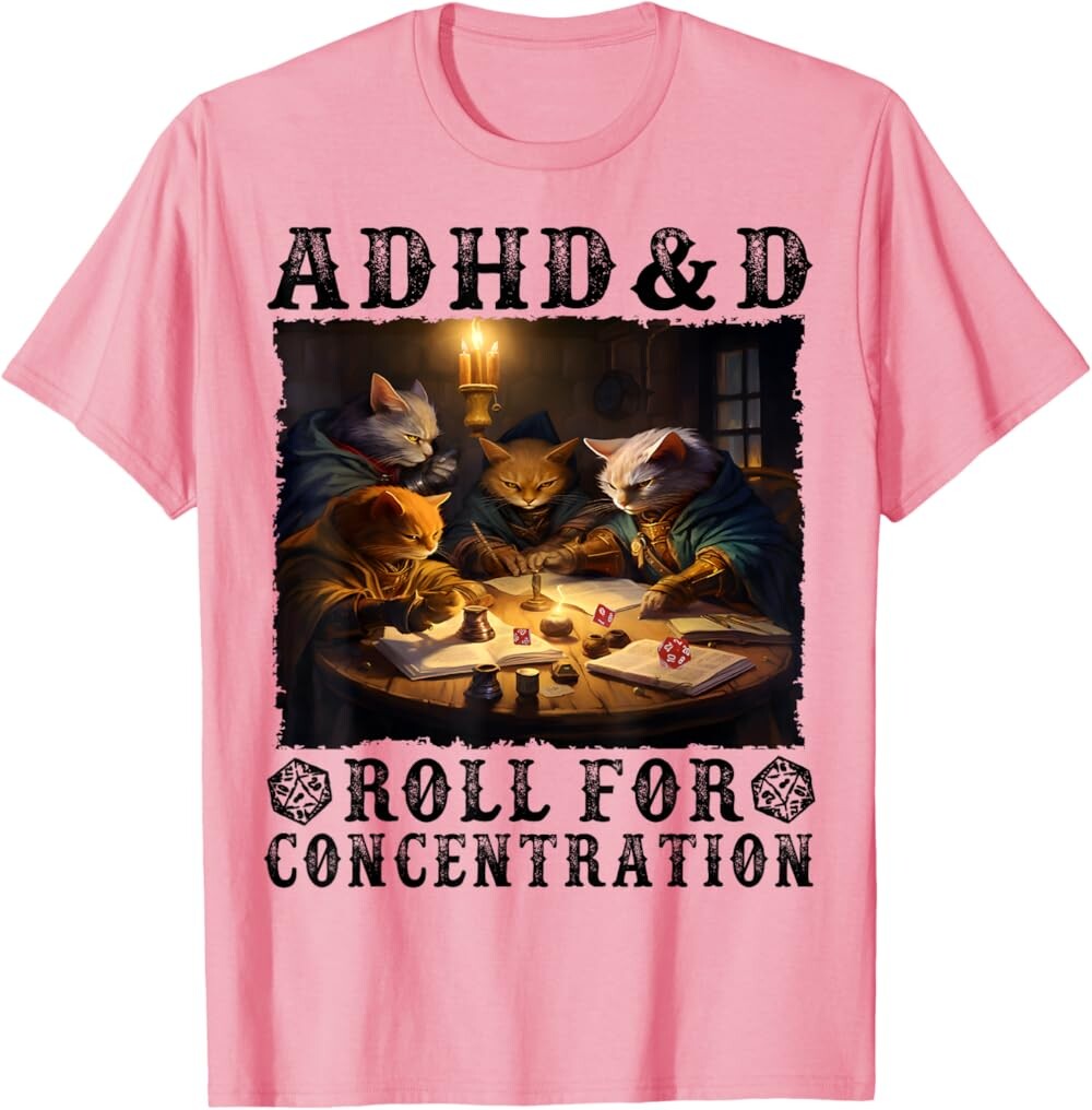 Мужская футболка Funny Tees Gamer RPG Apparel Cats RPG Gamer Roll For Concentration, розовый
Мужская футболка Funny Tees Gamer RPG Apparel Cats RPG Gamer Roll For Concentration, розовый