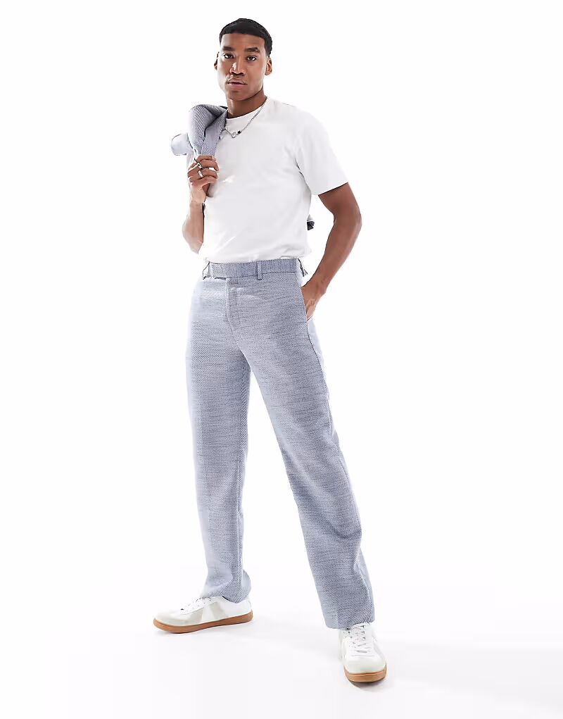 Прямые брюки из синей фактуры Asos Design
Прямые брюки из синей фактуры Asos Design