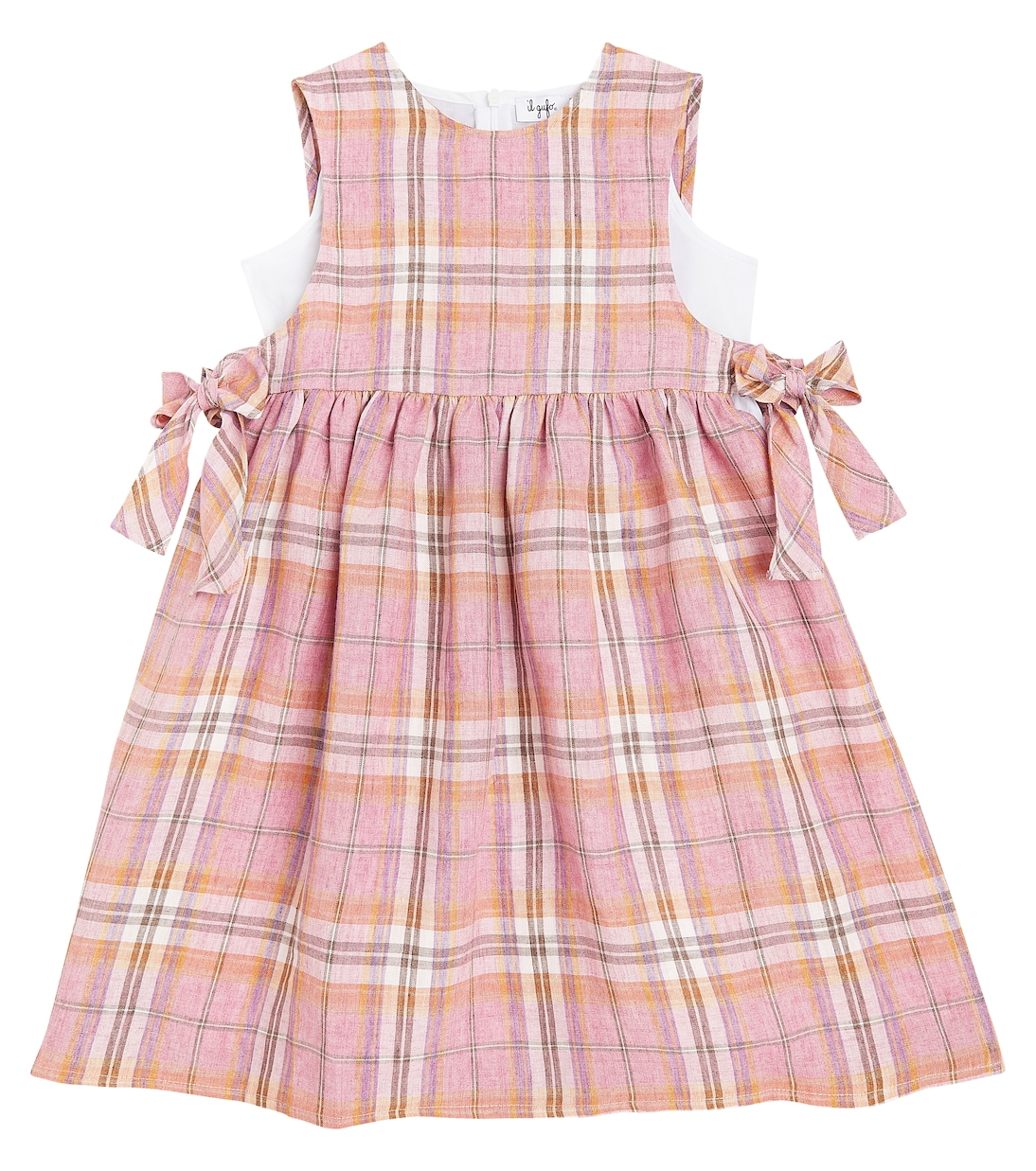 Платье из льна и хлопка в клетку с бантом Il Gufo, Tropea
Платье из льна и хлопка в клетку с бантом Il Gufo, Tropea