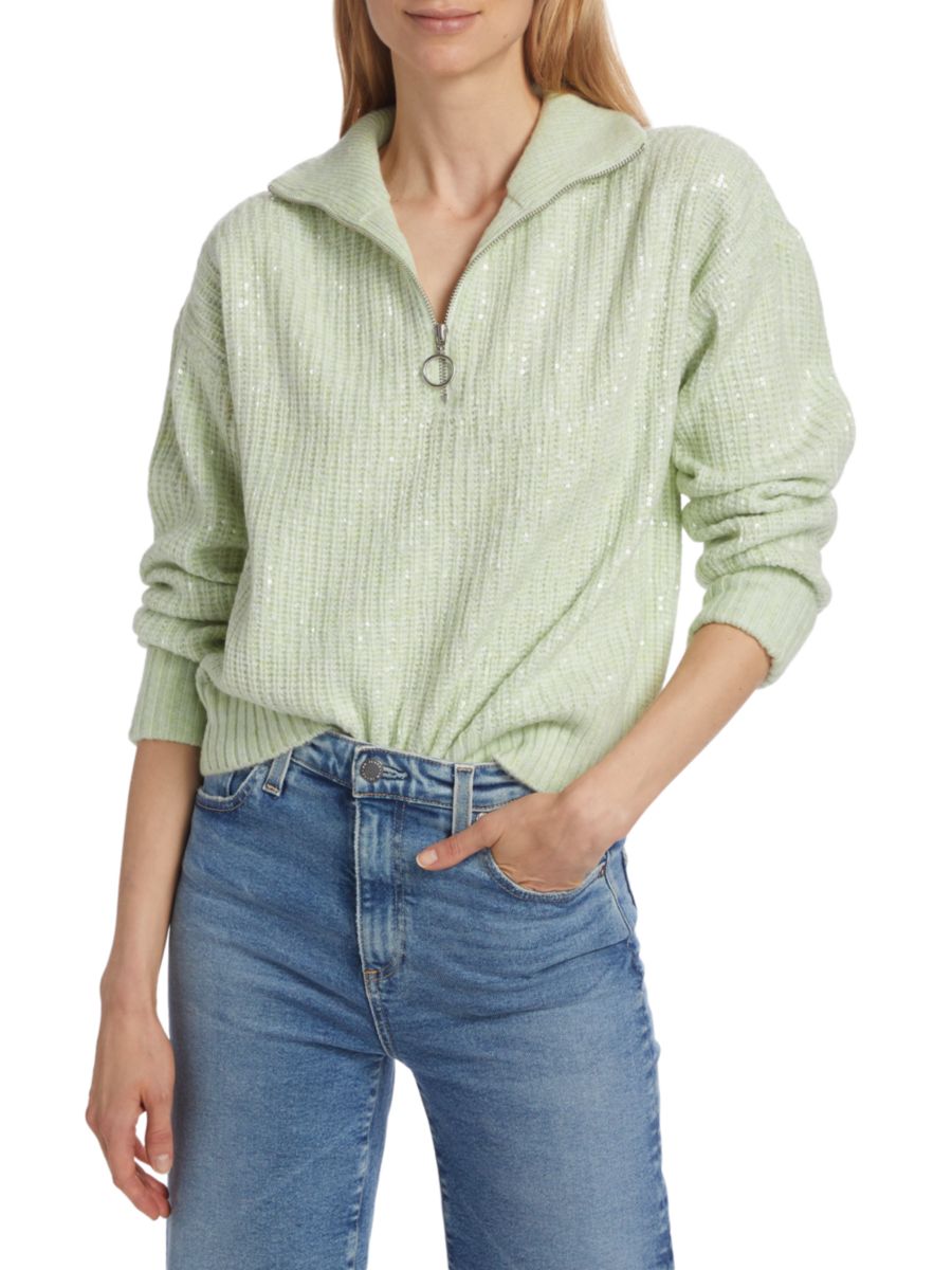 Свитер с застежкой-молнией на четверть длины, расшитый пайетками Design History, цвет Green Mist
Свитер с застежкой-молнией на четверть длины, расшитый пайетками Design History, цвет Green Mist