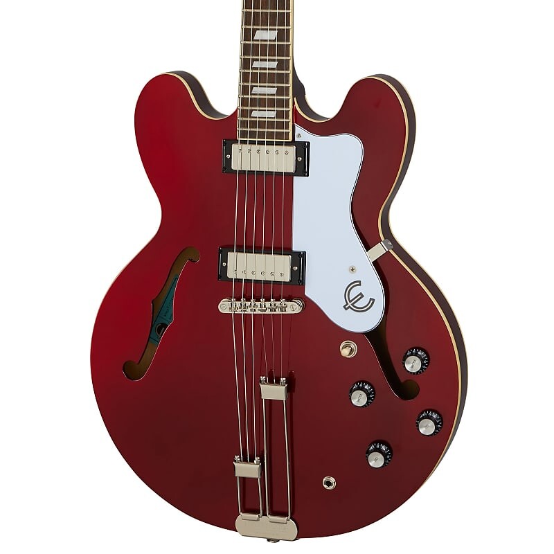 Epiphone Riviera Sparkling Burgundy с струнодержателем Frequensator Riviera With Frequensator Tailpiece 
Epiphone Riviera Sparkling Burgundy с струнодержателем Frequensator Riviera With Frequensator Tailpiece