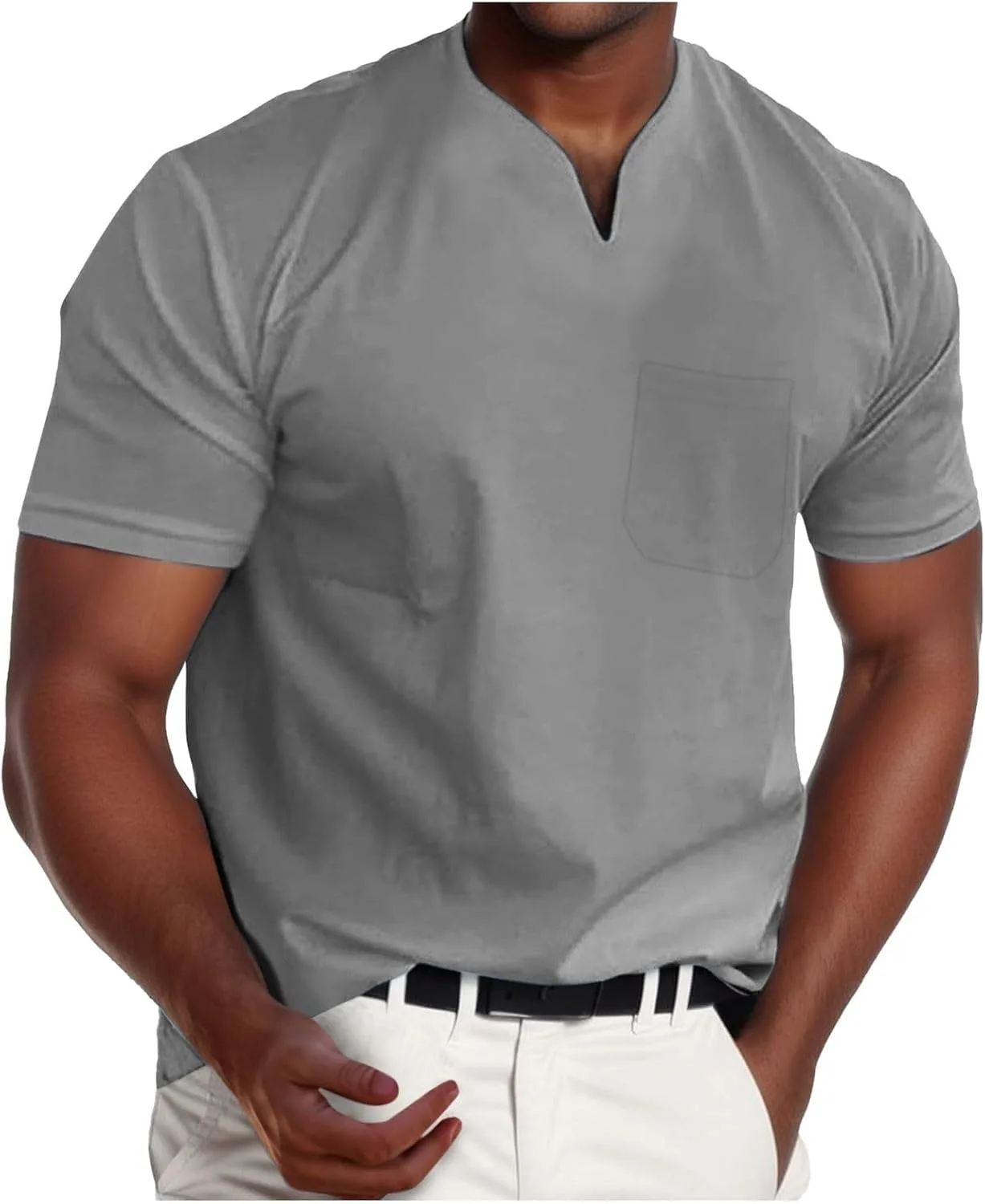 Мужская футболка с V-образным вырезом Slim Fit с карманом
Мужская футболка с V-образным вырезом Slim Fit с карманом